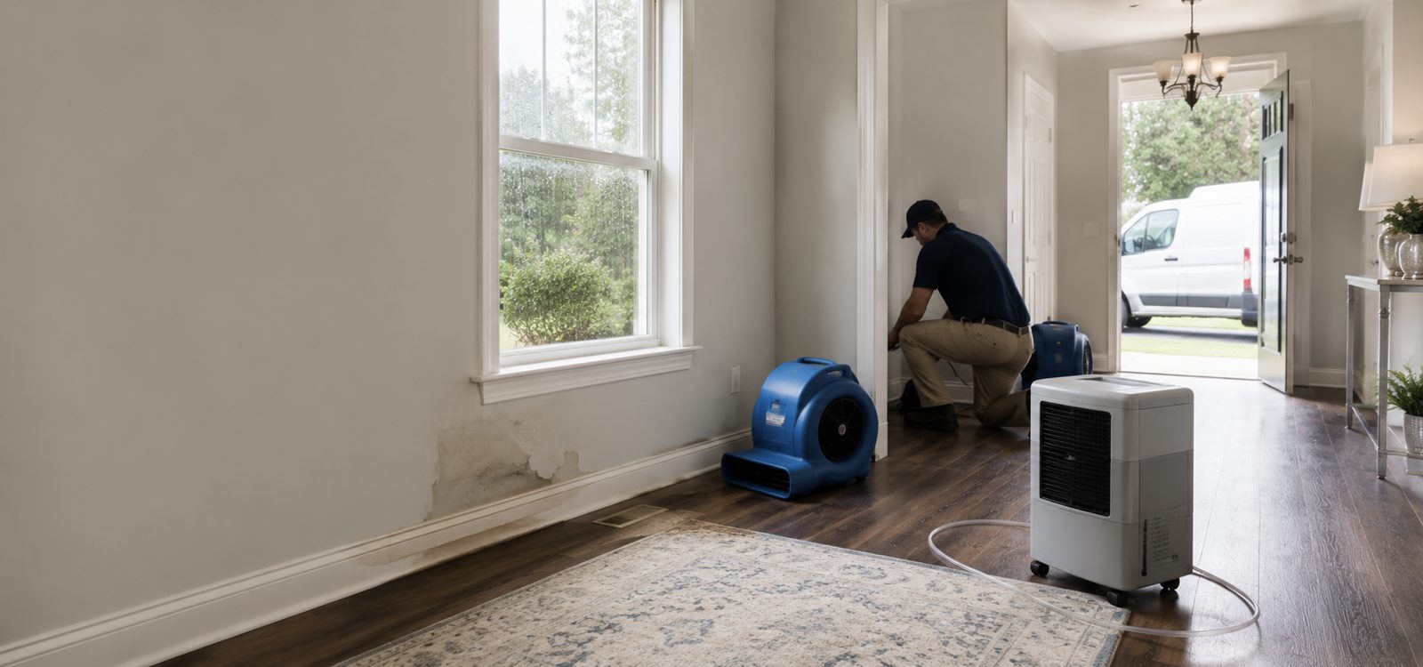 Removing standing water from a basement