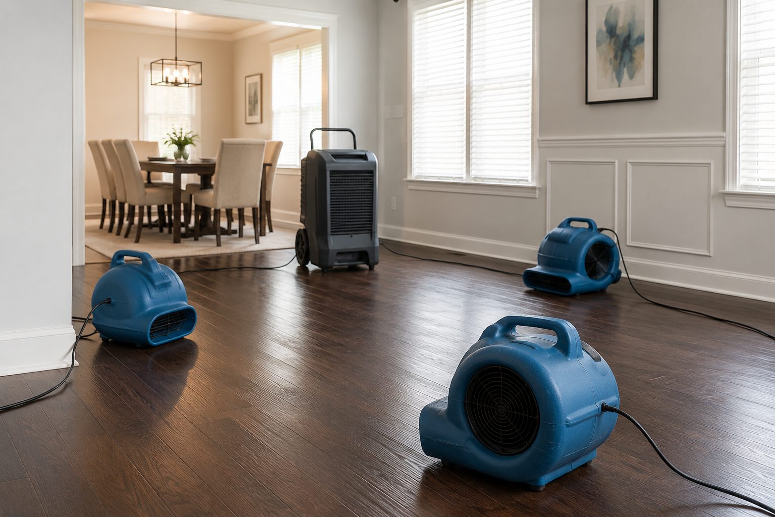 Dehumidifier running in a dried-out room